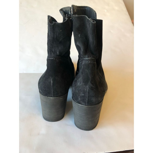 Paul Green Woman’s US 10 Black Suede Distressed Ankle Boots Side Zipper - Picture 9 of 13